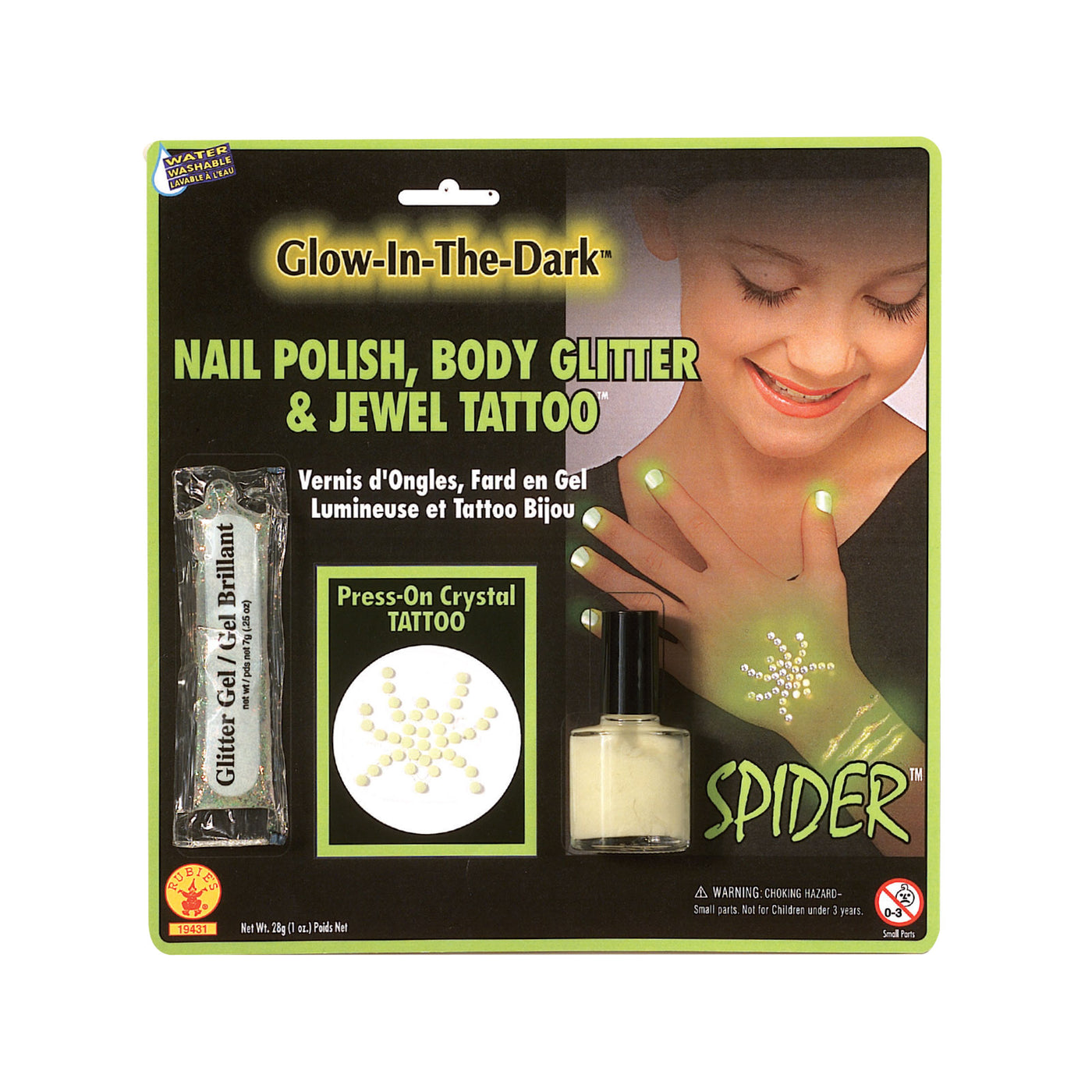 Glow -In -Dark Gem Spider Tattoo Kit