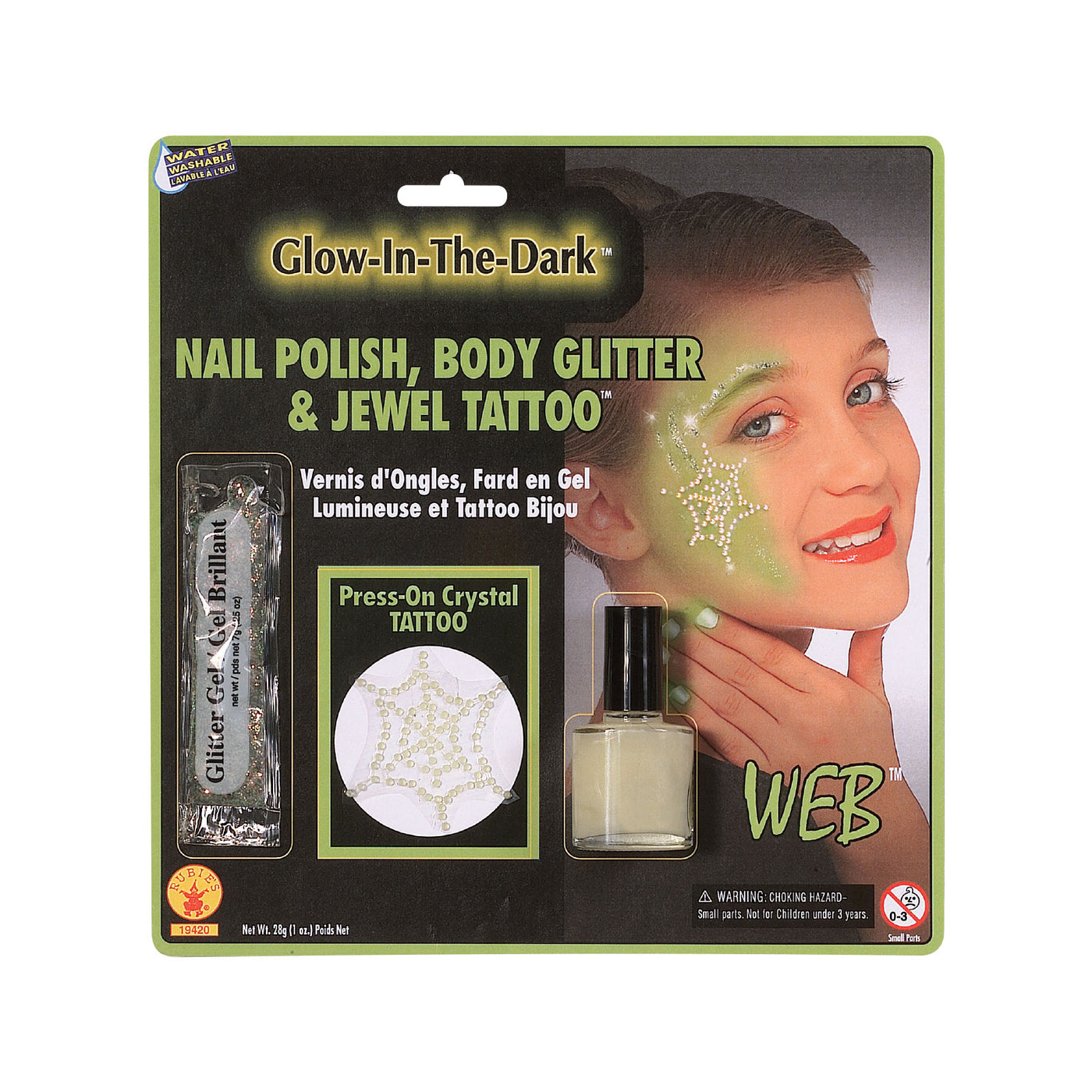 Glow -In -Dark Gem Web Tatto Make Up Kit