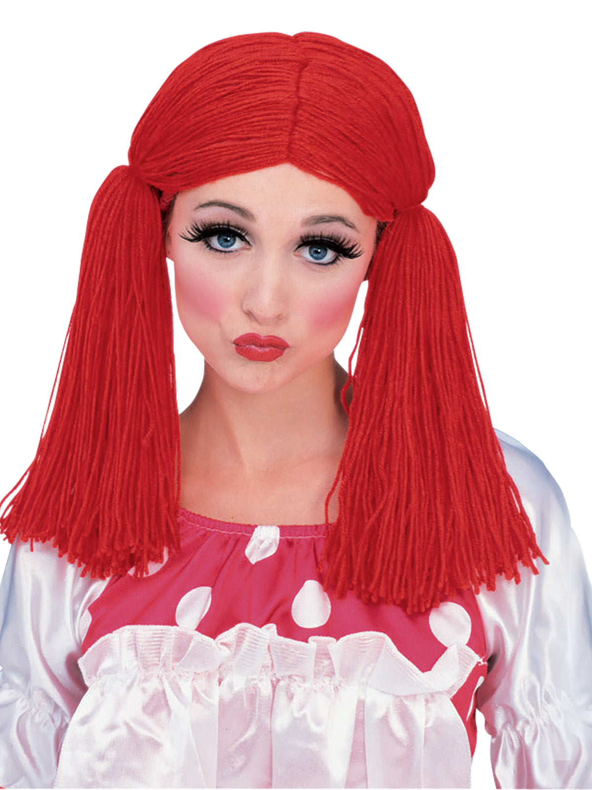 Rag Doll Girl Wig  - Red - Adult