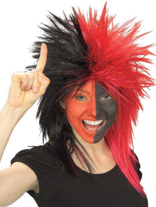 Sport Fanatic Red/Black Wig - Adult