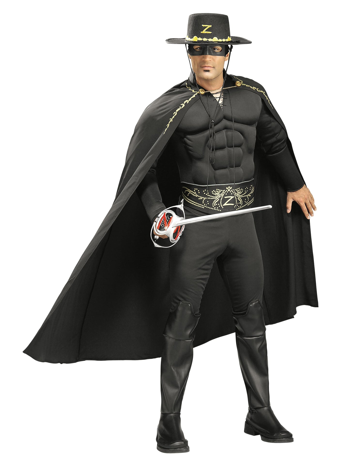 Zorro Deluxe Muscle Chest Costume, Adult