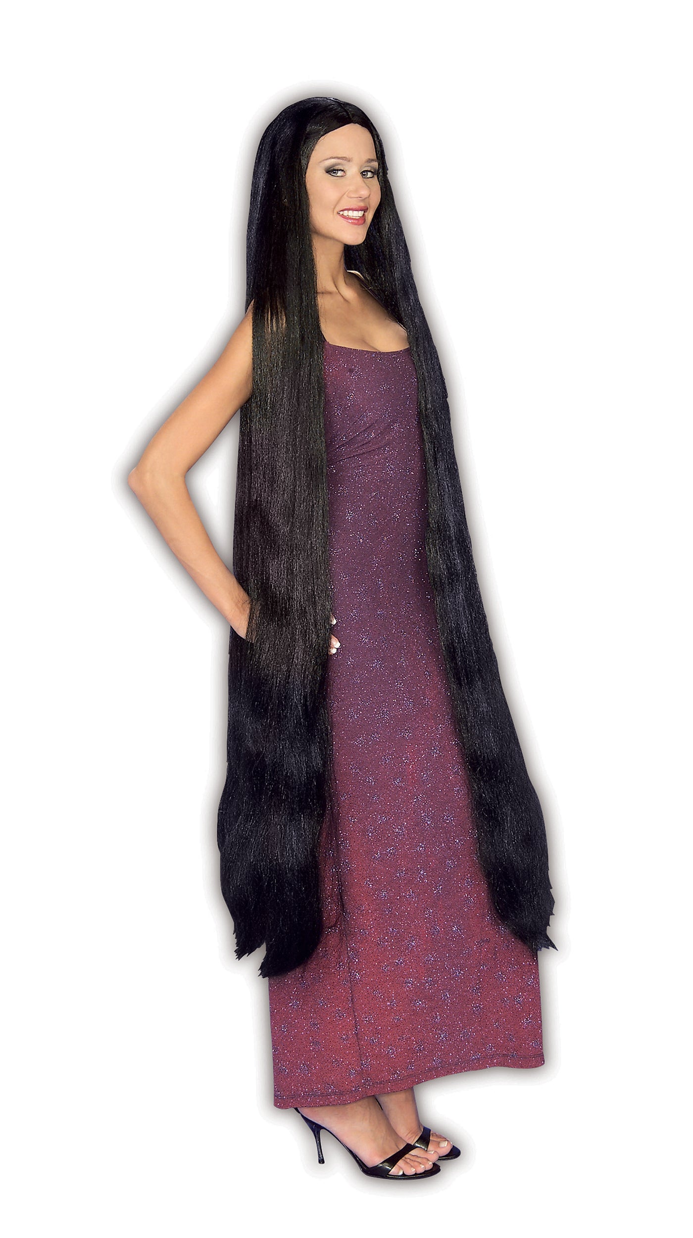 Lady Godiva Extra Long Black Wig - Adult