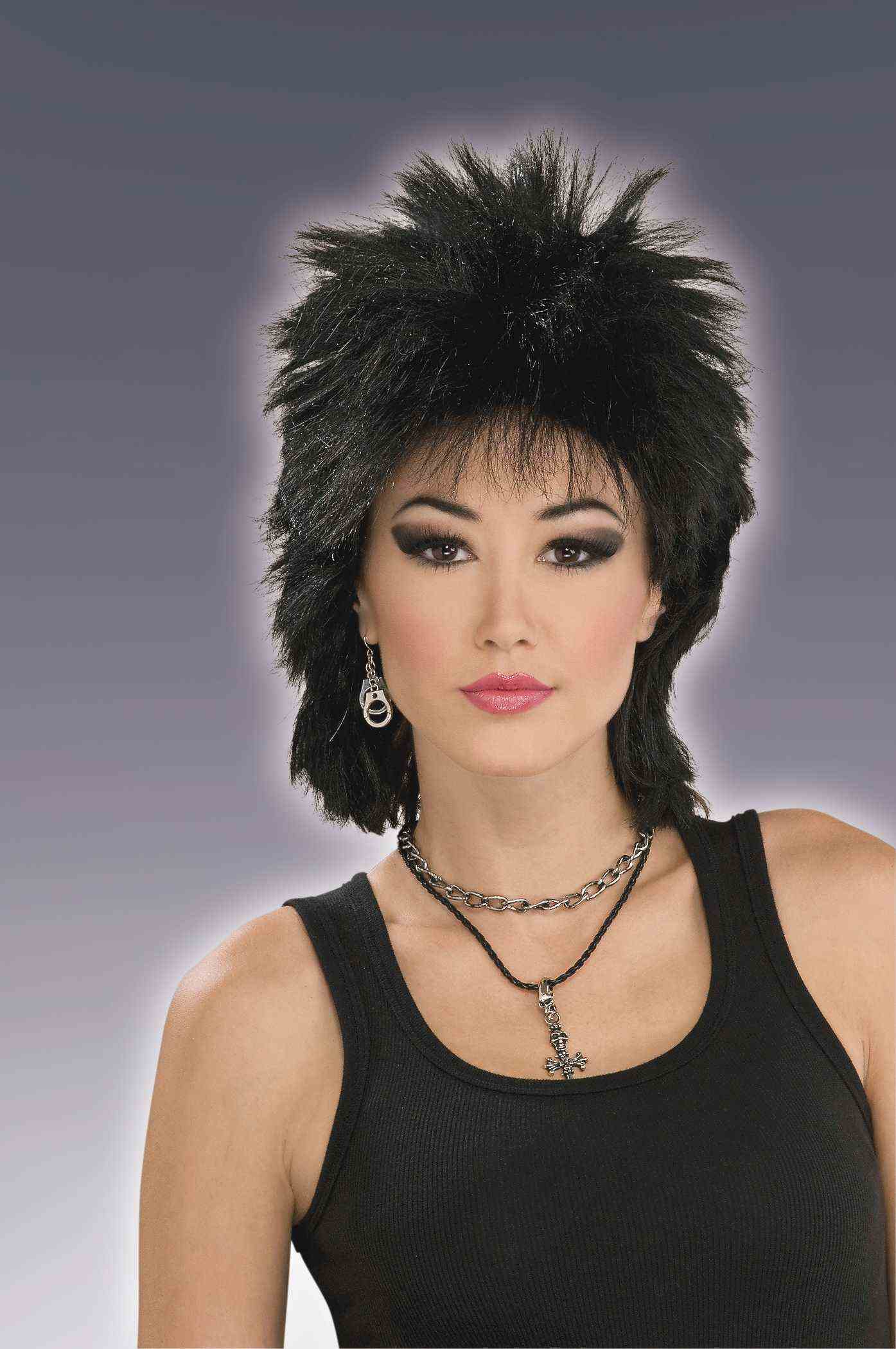 80'S Rock Idol Black Wig - Adult