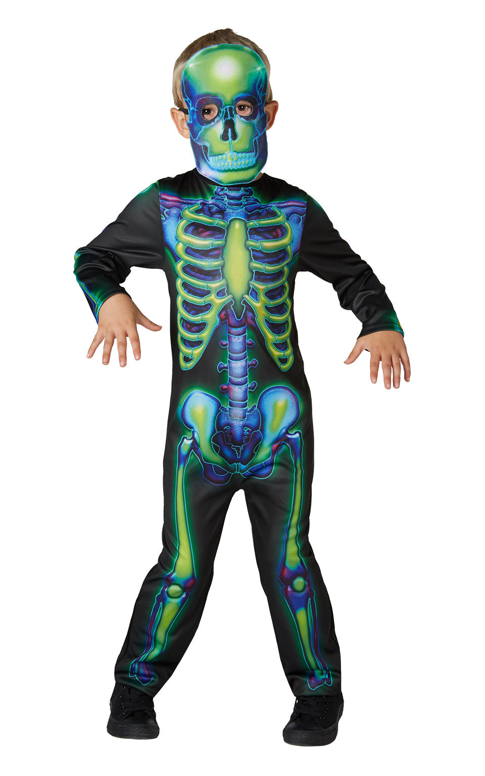 Neon Skeleton Glow In The Dark Costume, Child