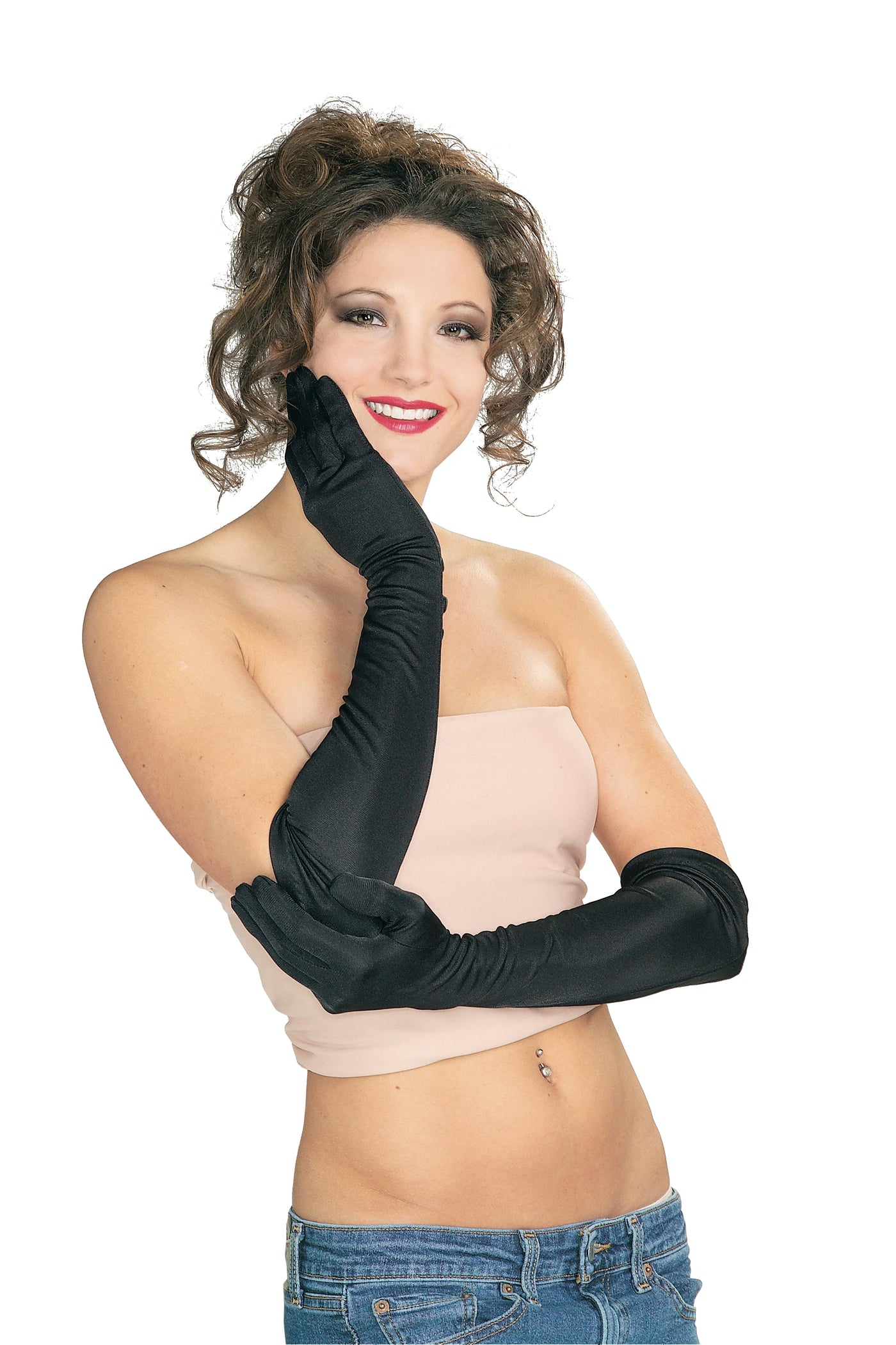 Long Nylon Gloves - Black