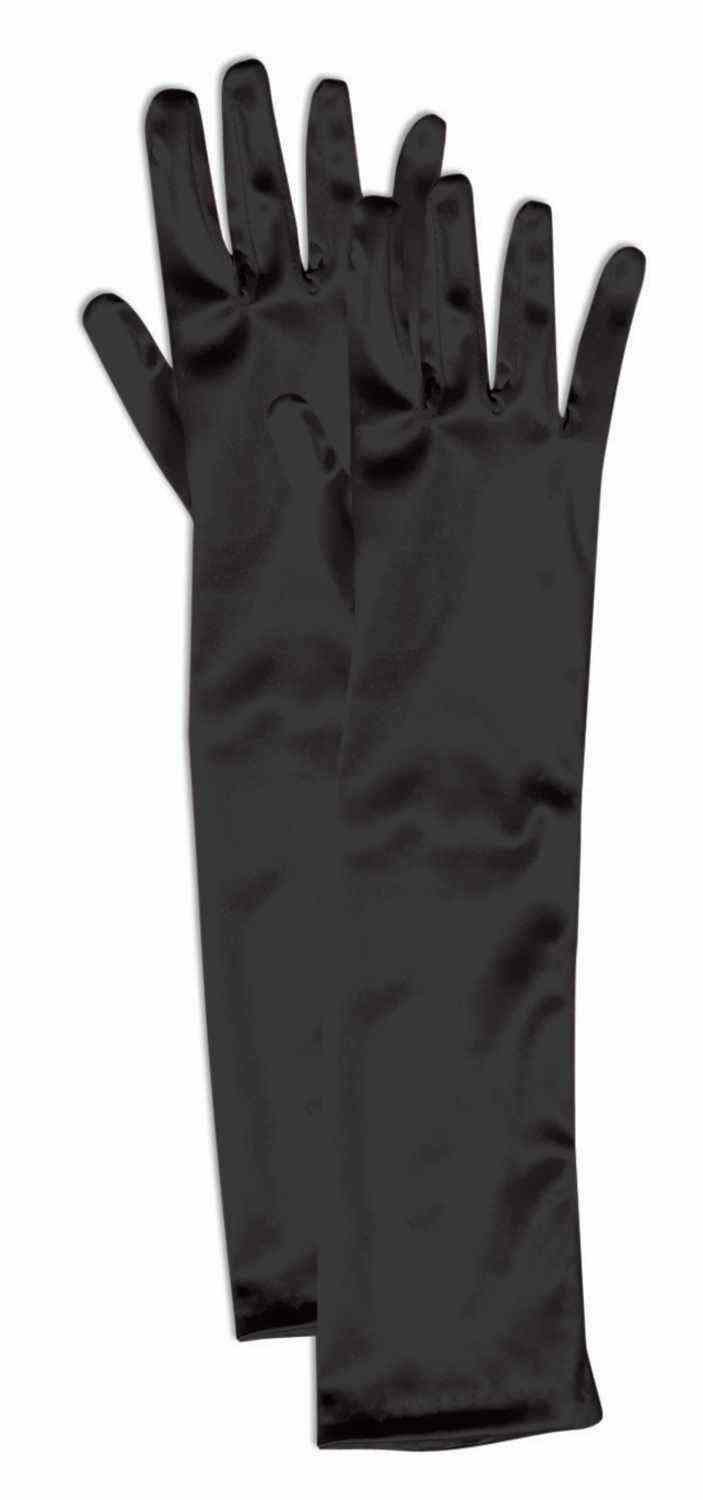 Satin Gloves - Long Black - Child