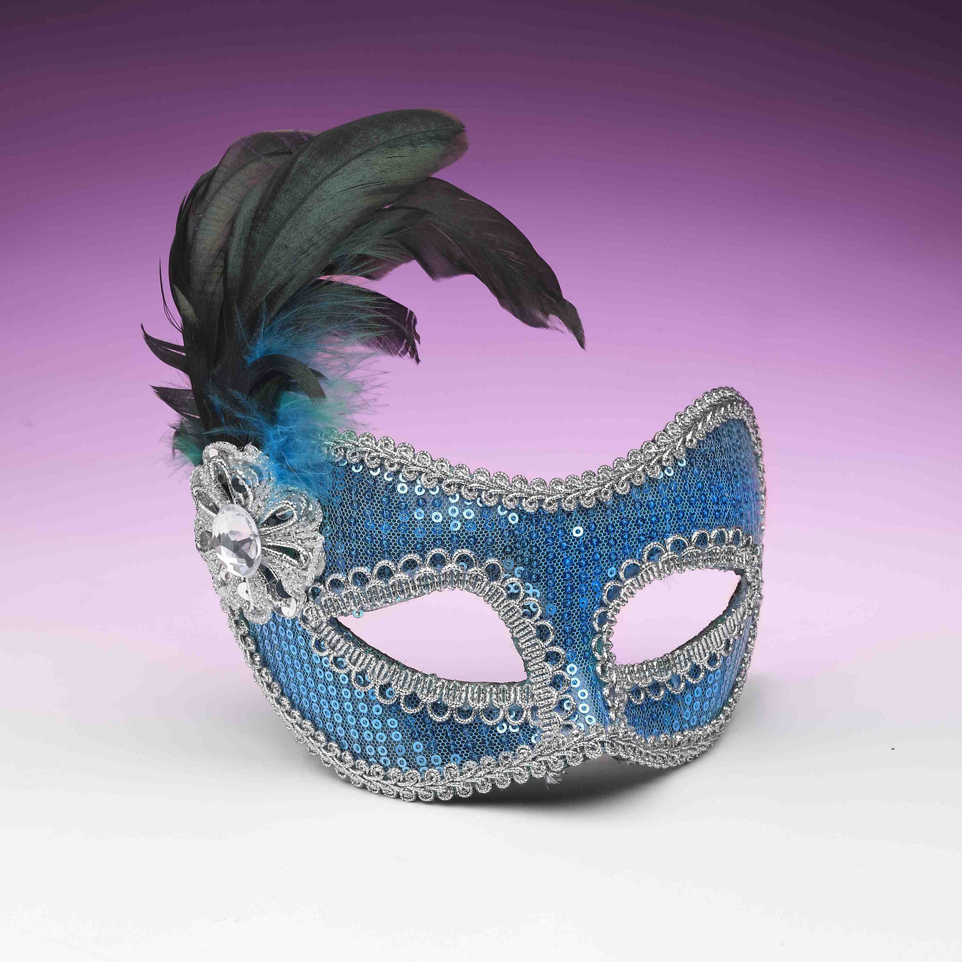 Turquoise Sequin Mask