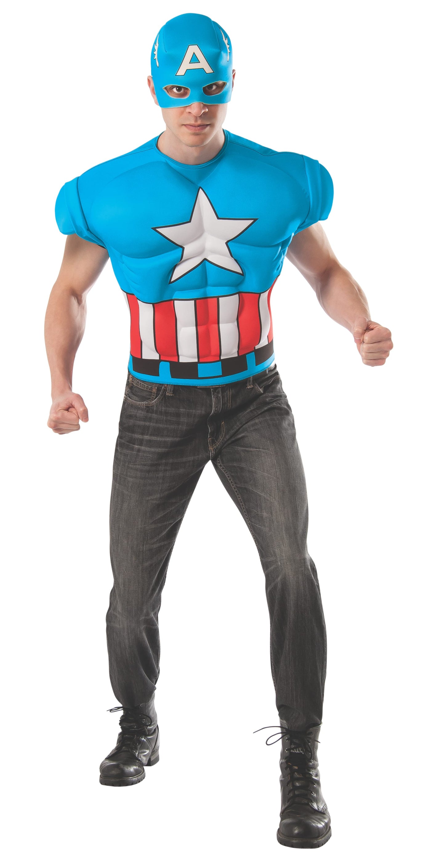 Captain America Muscle Chest Shirt, Adult