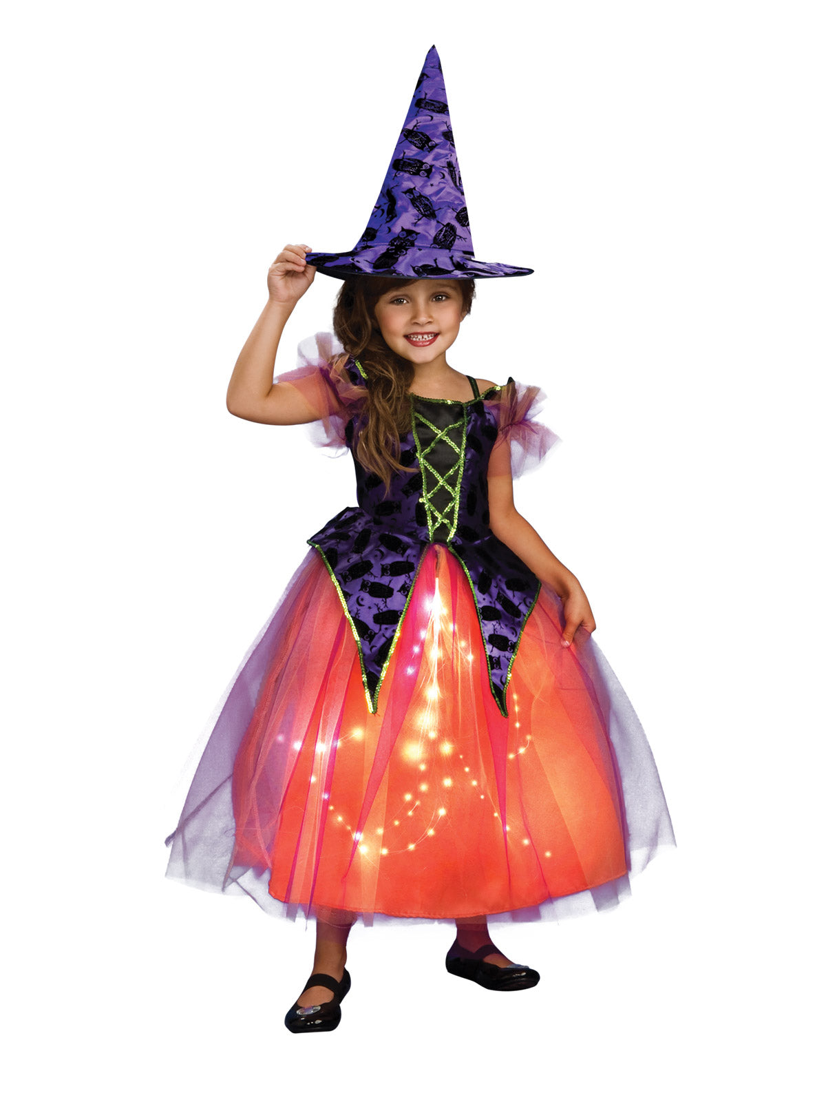 Light Up Purple And Orange Witch Costume, Child