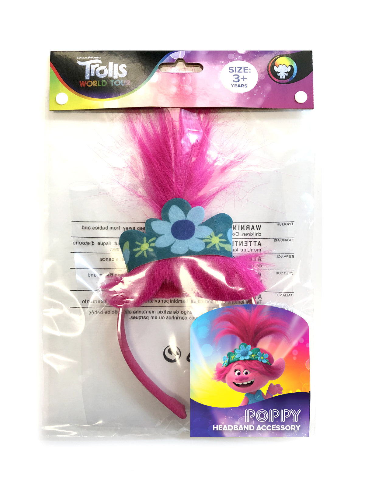 Trolls Poppy Headband With Hair & Crown, Child